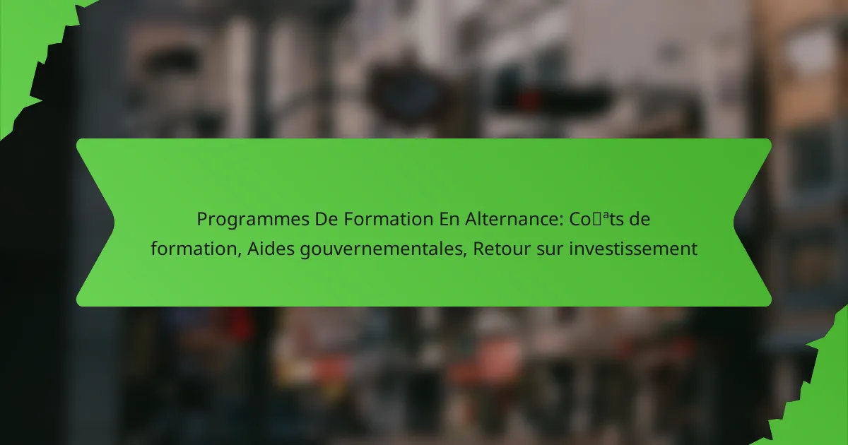 Programmes De Formation En Alternance: Coûts de formation, Aides gouvernementales, Retour sur investissement