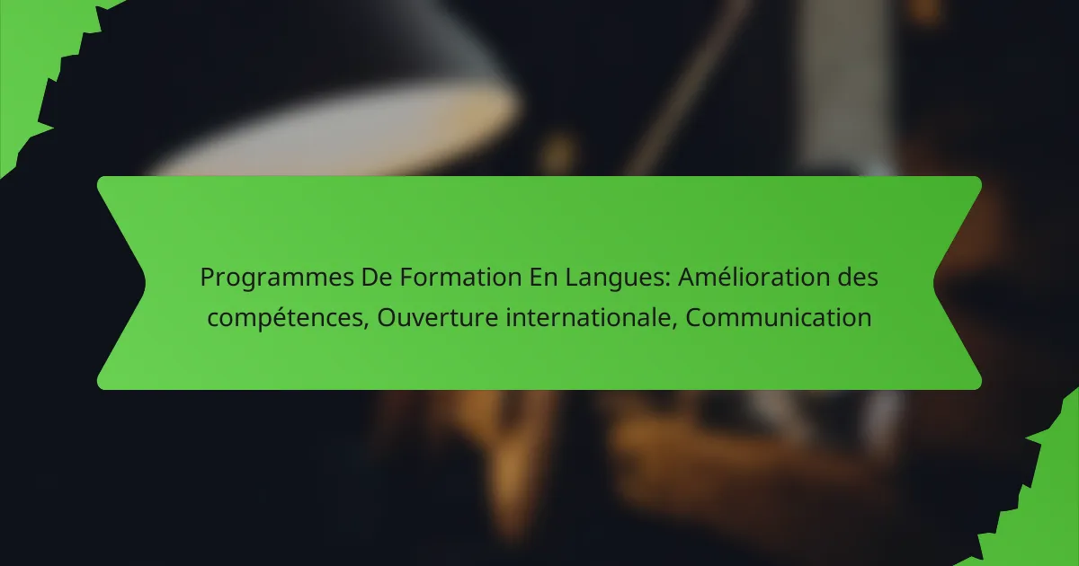 Programmes De Formation En Langues: Amélioration des compétences, Ouverture internationale, Communication