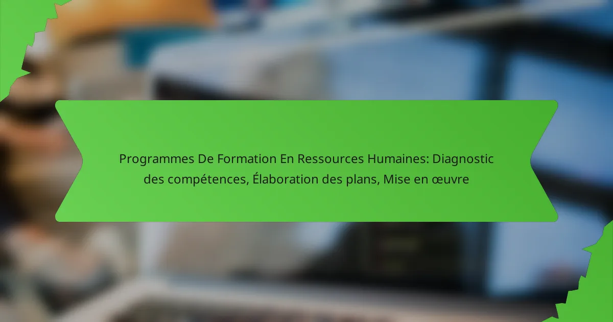 Programmes De Formation En Ressources Humaines: Diagnostic des compétences, Élaboration des plans, Mise en œuvre