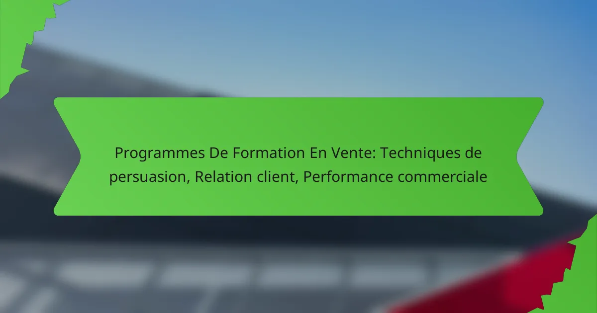 Programmes De Formation En Vente: Techniques de persuasion, Relation client, Performance commerciale