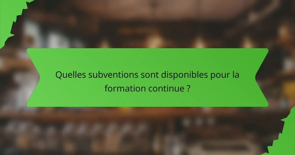 Quelles subventions sont disponibles pour la formation continue ?